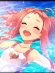  artist_request blush breasts fang floating floating_hair official_art one-piece_swimsuit open_mouth orange_hair phantom_of_the_kill shinobi_nightmare small_breasts swimsuit water wet white_swimsuit 