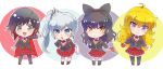  black_hair blake_belladonna blonde_hair blue_eyes bow chibi gradient_hair grey_eyes hair_bow highres iesupa long_hair multicolored_hair ponytail redhead ruby_rose rwby rwby_chibi scar scar_across_eye school_uniform short_hair side_ponytail two-tone_hair violet_eyes wavy_hair weiss_schnee white_hair yang_xiao_long yellow_eyes 