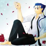  akiha fate/stay_night fate_(series) flower lancer male rose roses solo 
