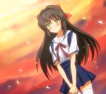  clannad hariyama_(pixiv320286) hariyama_(toubou_tengoku) long_hair school_uniform shima_katsuki thigh-highs thighhighs trap yellow_eyes zettai_ryouiki 