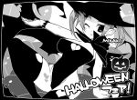  cape halloween hat heart kotamaru-mu monochrome pumpkin pumpkins thigh-highs thighhighs witch_hat 