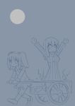  blue_background cart fate/stay_night fate_(series) matou_sakura monochrome simple_background tamu-v tsukihime yumizuka_satsuki 