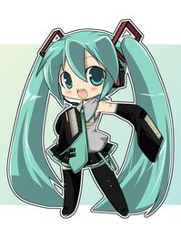  aqua_hair chibi detached_sleeves hatsune_miku kannazuki_yukito long_sleeves necktie oversized_clothes skirt thigh-highs thighhighs twintails vocaloid 