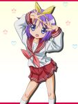  highres hiiragi_tsukasa lucky_star purple_hair school_uniform serafuku short_hair takumi_(pixiv_41899) takumi_(rozen_garten) 