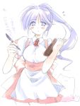  apron blue_eyes blue_hair clipboard flying_sweatdrops long_hair mizukikoto original pen ponytail solo twintails waitress 