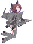  ass blue_eyes brown_hair f-18 looking_back mecha_musume military missile panties short_hair takayaki thigh-highs thighhighs underwear 