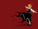  blonde_hair crucifixion darkness hair_ribbon mary_janes oso oso_(toolate) outstretched_arms red_eyes ribbon rumia shoes short_hair socks solo spread_arms touhou 