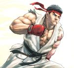  black_hair blood bruise bruises capcom dougi fingerless_gloves gloves injury male r ryu ryuu_(street_fighter) street_fighter street_fighter_4 usatarou 