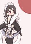  black_eyes black_hair breasts chibi choker cleavage hair_ornament hairclip iroha lowres maid samurai_spirits short_hair snk solo sword thighhighs weapon 