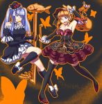  arms_up bare_shoulders beatrice blue_eyes blush butterflies butterfly candy choker detached_sleeves dress fang fish frills gloves kiseru mizu_mochi pipe ribbon ribbons smile thigh-highs thighhighs twintails umineko_no_naku_koro_ni virgilia wink zettai_ryouiki 