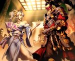  bare_shoulders crane_clan fan genzoman japanese_clothes kimono legend_of_the_five_rings mask samurai_armor scorpion_clan 
