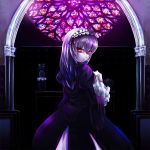  long_hair looking_back red_eyes rozen_maiden stained_glass suigintou 