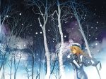  aria blonde_hair braid fairy hirokiku long_hair snow tree trees 