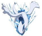  black_eyes commentary_request gen_2_pokemon legendary_pokemon lugia morio_(poke_orio) no_humans open_mouth pokemon pokemon_(creature) shiny shiny_skin solo splashing toes tongue water white_background 