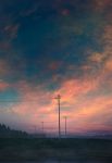  clouds cloudy_sky commentary_request guard_rail highres mks no_humans original outdoors power_lines scenery sky sunset telephone_pole 