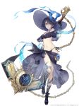  1girl absurdres alice_(sinoalice) anchor anklet bikini blue_hair chains clock flower full_body hat highres jewelry ji_no looking_at_viewer navel official_art parted_lips pocket_watch red_eyes ribbon sandals short_hair side-tie_bikini sinoalice solo standing standing_on_one_leg sun_hat swimsuit tattoo watch white_background 