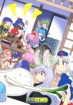  6+girls absurdres alcohol animal_ears braid breasts chains chopsticks cirno comic daiyousei demon_wings doujinshi drinking eyebrows_visible_through_hair fangs food frilled_sleeves frills hair_ribbon hairband hat highres hijiri_byakuren ibuki_suika izumida konpaku_youmu_(ghost) long_hair long_sleeves multiple_girls nurse_cap oni oni_horns rabbit_ears reisen_udongein_inaba remilia_scarlet ribbon sake short_hair short_sleeves touhou wings yagokoro_eirin yasaka_kanako 