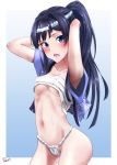  absurdres bandage blue_eyes blue_hair breasts fundoshi highres idolmaster idolmaster_million_live! japanese_clothes medium_hair mogami_shizuka moment_(moment_607) ponytail small_breasts 