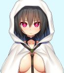 1girl asamura_hiori black_hair breasts character_request collarbone copyright_request fate/grand_order fate_(series) highres hood large_breasts looking_at_viewer red_eyes short_hair solo 