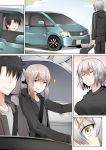  2boys 2girls ahoge artoria_pendragon_(all) faceless faceless_male fate/grand_order fate_(series) fujimaru_ritsuka_(male) ginhaha ground_vehicle hair_ribbon hand_holding hat jeanne_d&#039;arc_(alter)_(fate) jeanne_d&#039;arc_(fate)_(all) mother_and_son motor_vehicle multiple_boys multiple_girls open_mouth pale_skin ponytail ribbon saber_alter seatbelt short_hair silver_hair smile sparkle track_suit van yellow_eyes 