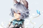  1girl animal_ears closed_mouth grey_hair houdukixx jewelry looking_at_viewer mouse_ears nazrin necklace red_eyes short_hair smile solo touhou upper_body 