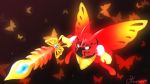  1boy bug butterfly butterfly_wings commentary_request holding holding_sword holding_weapon horns insect kirby:_star_allies kirby_(series) kurono969 morpho_knight shoulder_pads spoilers sword weapon white_eyes wings 
