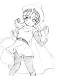  1girl alena_(dq4) anpanman breasts cape commentary_request curly_hair dragon_quest dragon_quest_iv gloves hat kichijou_agata long_hair pantyhose skirt smile solo 