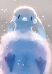  altaria commentary_request fluffy from_below gen_3_pokemon highres looking_at_viewer manino_(mofuritaionaka) no_humans pokemon pokemon_(creature) signature snowing solo 