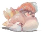  bird closed_eyes commentary_request gen_1_pokemon java_sparrow manino_(mofuritaionaka) no_humans pidgeotto pokemon pokemon_(creature) signature simple_background sleeping white_background 