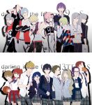  1boy 1girl 6+boys 6+girls ahoge bag ball bangs bare_shoulders belt black_collar black_hair black_hairband black_jacket black_pants blazer blonde_hair blue_eyes blue_hair blue_hairband blush bow bowtie bracelet breasts brown_hair candy chenaze57 cleavage closed_eyes collar collarbone collared_shirt commentary_request couple crossed_arms darling_in_the_franxx earrings english eyebrows_visible_through_hair food food_in_mouth futoshi_(darling_in_the_franxx) glasses gorou_(darling_in_the_franxx) green_eyes green_hair grey_blazer grey_pants grey_shirt grey_skirt hair_ornament hairband hairclip hand_on_hip hand_to_own_mouth handbag hetero high_ponytail highres hiro_(darling_in_the_franxx) holding holding_ball holding_candy holding_food holding_lollipop hood hoodie horns ichigo_(darling_in_the_franxx) ikuno_(darling_in_the_franxx) jacket jewelry kokoro_(darling_in_the_franxx) light_blue_eyes light_blue_hair light_brown_hair lollipop long_hair long_sleeves looking_at_viewer miku_(darling_in_the_franxx) mitsuru_(darling_in_the_franxx) multiple_boys multiple_girls navel navy_blue_jacket necklace nine_alpha nine_beta nine_delta nine_epsilon nine_eta nine_gamma nine_theta nine_zeta oni_horns open_blazer open_clothes open_jacket panties pants pink_eyes pink_hair pink_ribbon plaid plaid_pants plaid_skirt ponytail purple_hair red_belt red_horns redhead ribbon school_uniform shirt short_hair silver_hair skirt sleeves_rolled_up striped striped_neckwear thick_eyebrows thighs twintails underwear violet_eyes white_shirt wing_collar yellow_eyes zero_two_(darling_in_the_franxx) zorome_(darling_in_the_franxx) 