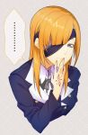  ... 1girl blue_eyes command_spell cropped_torso eyepatch fate/grand_order fate_(series) hand_to_own_mouth long_hair long_sleeves looking_at_viewer ophelia_phamrsolone orange_hair sami_(object_dump) solo spoken_ellipsis 