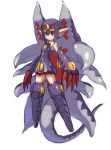  1girl bare_shoulders boots claws commentary_request desco_(disgaea) disgaea full_body gloves hair_between_eyes horns makai_senki_disgaea_4 monster_girl pointy_ears purple_hair red_eyes short_hair simple_background solo tail tentacle thigh-highs white_background yuusuke_(5yusuke3) 