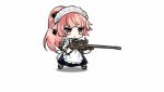 &gt;_&lt; 1girl alternate_costume animated anti-materiel_rifle apron bangs belt black_footwear black_ribbon blush_stickers breasts buckle buttons cake closed_eyes coughing cup dress drinking fallen_down food framed_breasts frills girls_frontline gun holding holding_cup juliet_sleeves large_breasts long_hair long_sleeves looking_at_cup lowres maid maid_headdress mary_janes multiple_belts neck_ribbon ntw-20 ntw-20_(girls_frontline) official_art pantyhose pink_eyes pink_hair puffy_sleeves ran_(pixiv2957827) ribbon rifle saucer scope shoes sidelocks skirt sniper_rifle solo surprised table tassel teacup teapot tearing_up very_long_hair weapon white_legwear white_ribbon 