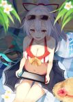  1girl bag ball bare_arms bare_shoulders beachball bikini blurry_foreground blush bow breasts cleavage collarbone commentary_request eyewear_on_head fate/grand_order fate_(series) feet_out_of_frame flower from_above gluteal_fold hair_between_eyes hair_ribbon handheld_game_console hat highres holding igakusei innertube large_breasts looking_at_viewer looking_up navel nintendo_3ds nintendo_switch open_mouth playstation_vita ponytail red_eyes red_ribbon revision ribbon sarong see-through shadow silver_hair sitting smile solo stomach sun_hat sunglasses sweat swimsuit tablet_pc thighs tomoe_gozen_(fate/grand_order) umbrella white_bikini white_flower yellow-framed_eyewear yellow_bow 