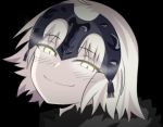  &gt;:) 1girl ahoge closed_mouth derivative_work doyagao fate/grand_order fate_(series) fur_trim headpiece highres jeanne_d&#039;arc_(alter)_(fate) jeanne_d&#039;arc_(fate) jeanne_d&#039;arc_(fate)_(all) looking_at_viewer silver_hair smirk smug solo yasukochaos yellow_eyes 