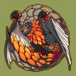  bazelgeuse claws dragon full_body green_background highres monster monster_hunter no_humans open_mouth simple_background slugbox wings 