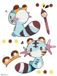  ? animal_ears animal_focus artist_name bear_ears blue_skin colored_skin commentary_request hanabusaoekaki highres no_humans paintbrush pokemon pokemon_(creature) simple_background solid_oval_eyes tail white_background wooper 