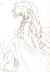  andraya_williams_(anako_shirayuki) closed_eyes dress galaxy_angel long_hair monochrome tagme traditional_art vanilla_h wings 