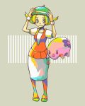  1girl bel_(pokemon) blonde_hair breasts closed_mouth coat commentary_request green_eyes green_hat hat looking_at_viewer lowres munna pokemon pokemon_(game) pokemon_bw short_hair smile 