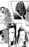  black_hair caster_(fate/zero) comic fate/grand_order fate_(series) gilles_de_rais_(fate/grand_order) highres kurakura_(kura28913) latin_cross long_hair monochrome praying 