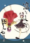  2girls animal_ears capelet comic cover cover_page doujin_cover dowsing_rod dra dress flower grey_hair hair_flower hair_ornament hieda_no_akyuu japanese_clothes jewelry kimono long_sleeves mouse_ears mouse_tail multiple_girls nazrin pendant purple_hair short_hair tail touhou wide_sleeves 