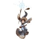  1girl braid brown_eyes brown_hair dress full_body granblue_fantasy harvin hat holding long_dress long_hair long_sleeves looking_at_viewer minaba_hideo official_art open_mouth solo suframare transparent_background very_long_hair 