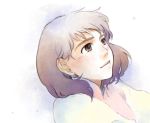  1girl brown_eyes brown_hair commentary_request gensou_suikoden gensou_suikoden_ii hairband_removed nanami_(suikoden) short_hair smile solo 