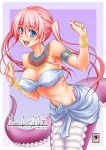  1girl :d absurdres aoki_kanji armlet bangs blue_eyes bra bracelet cover cover_page doujin_cover earrings erect_nipples eyebrows_visible_through_hair fangs fingernails gem highres hoop_earrings jewelry lamia long_hair looking_at_viewer monster_girl nail_polish navel necklace open_mouth pink_hair pointy_ears pretty_lamia quad_tails rating red_nails scales sharp_fingernails smile solo strapless strapless_bra underwear usekh_collar white_background white_bra 