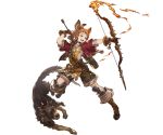  1boy animal_ears arrow boots bow_(weapon) brown_footwear brown_gloves cat_ears closed_mouth erune fire flame flesselles_(granblue_fantasy) gloves granblue_fantasy holding holding_arrow holding_bow_(weapon) holding_weapon looking_at_another minaba_hideo official_art short_sleeves solo transparent_background weapon 