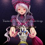  1girl ainz_ooal_gown commentary_request cuffs dress english gothic_lolita handcuffs jewelry k-ta lavender_hair lolita_fashion long_hair looking_at_viewer nail_polish overlord_(maruyama) pink_nails pov red_eyes ring shalltear_bloodfallen slit_pupils very_long_hair 