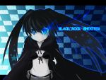  black_rock_shooter black_rock_shooter_(character) blue_eyes long_hair midriff solo stitches twintails yuuhi_aruha 