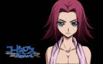  angry black breasts cleavage code_geass green_eyes highres kallen_stadtfeld red_hair short_hair wallpaper 