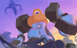  clouds crane_(machine) jet_ink junkyard melmetal nut_(hardware) one-eyed outdoors pokemon pokemon_(creature) pokemon_focus pokemon_tcg second-party_source sky standing 