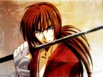  blue_eyes himura_kenshin katana rurouni_kenshin scar sword 